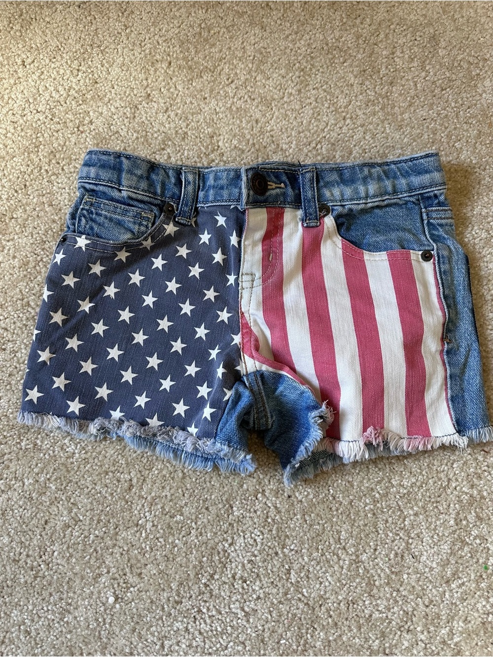 Cat & Jack Denim Shorts with Red & Blue Star-Stripe Panels